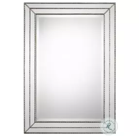 W00404 Metallic Silver Mirror With Grooved Frame Strips