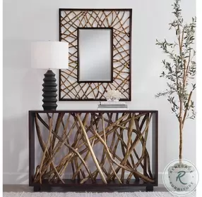 Teak Maze Rich Walnut Stain Rectangle Mirror