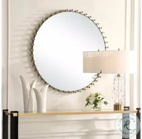 Avelyne Antique Brass Round Mirror
