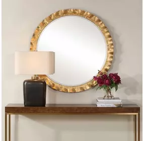 Arlington Antique Gold Round Wall Mirror