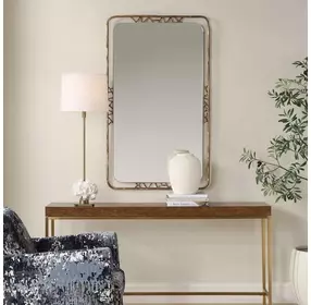 Monterey Antiqued Gold Rectangular Wall Mirror