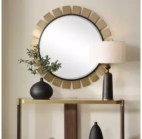 Fairmont Antique Brass Round 45" Wall Mirror