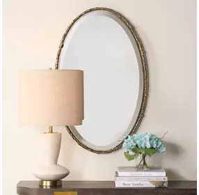 Kingsley Antique Gold Oval Wall Mirror
