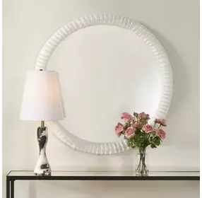 Langston Matte White Round Wall Mirror