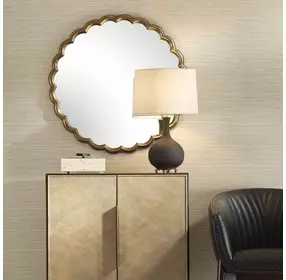 Alden Antique Brass Round Wall Mirror