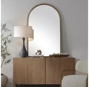 Prescott Antique Brass Arched Wall Mirror