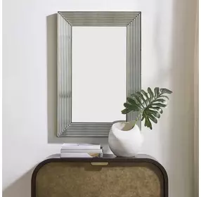 Hamilton Silver and Antique Brass Rectangular Wall Mirror