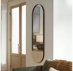 Langston Golden Bronze and Beige Oval Tall Wall Mirror