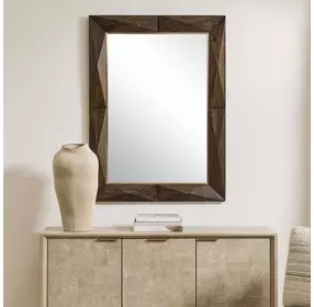 Fairmont Dark Walnut and Brass Rectangular Wall Mirror
