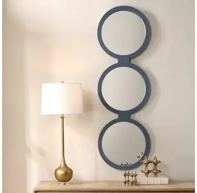 Going In Circles Blue Gray Round Wall Mirror