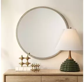 Oakley Warm Champagne Round Wall Mirror