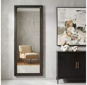 Hamilton Dark Bronze and Antique Brass Rectangular Tall Wall Mirror