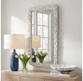 Oakley Warm White Rectangular White Wall Mirror