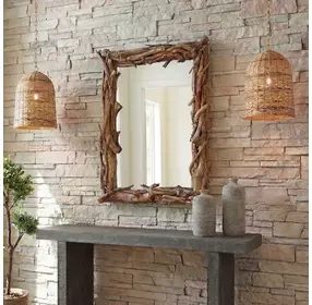 Langston Natural Rectangular Reflection Wall Mirror