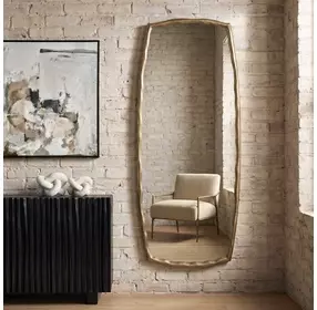 Alden Antique Brass Rectangular Tall Wall Mirror