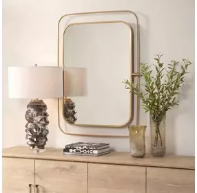 Alden Antique Brass Rectangular Wall Mirror