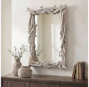 Langston Light Bleached Rectangular Reflection Wall Mirror