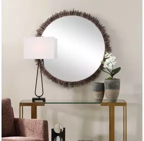 Arlington Brown and Green Round Wall Mirror