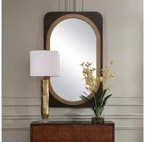 Fairmont Dark Bronze and Gold Oval Wall Mirror