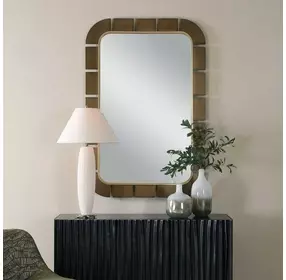 Grafton Dark Bronze and Antique Gold Rectangular Wall Mirror