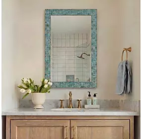 Belmont Teal and Gold Rectangular Wall Mirror