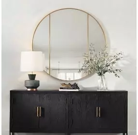 Somerset Antique Brass Round Wall Mirror