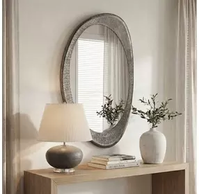 Hamilton Antique Nickel Oval Wall Mirror