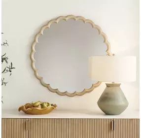 Alden Warm Ivory Round Wall Mirror