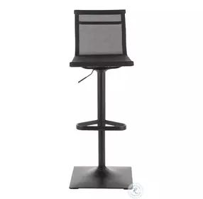 Mirage Black Metal And Black Mesh Fabric Swivel Bar Stool