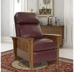 Mission Marisol Cabernet Leather Push Thru The Arms Recliner