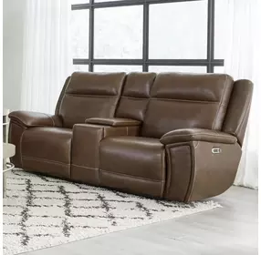 Jameson Hickory Zero Gravity 80" Power Reclining Console Loveseat With Power Headrest