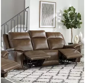 Jameson Hickory Zero Gravity 91" Power Reclining Sofa With Power Headrest