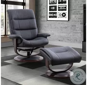Knight Black Manual Reclining Swivel Chair With Ottoman