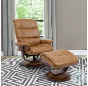 Vanguard Butterscotch Swivel Recliner with Ottoman