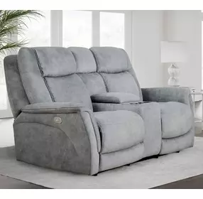 Linus Hudson Grey Zero Gravity Power 73" Reclining Console Loveseat