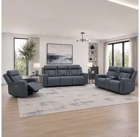 Maveric Bette Lapis 91" Zero Gravity Triple Power Reclining Sofa with Drop Down Table and USB Charging