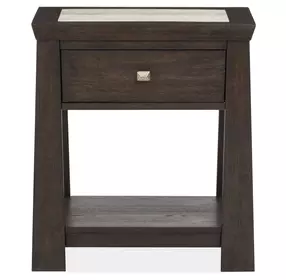 Bellamy Coffee Bean and Beige 1 Drawer Open Stone Top Nightstand with USB Charging