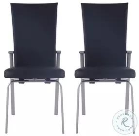 Molly Black And Brushed Stainless Steel Motion Back Side Chair Set of 2