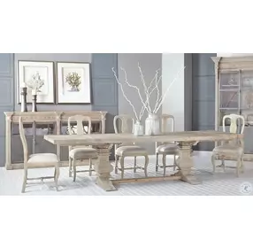 Monastery Smoke Gray Rectangular Extendable Trestle Dining Table