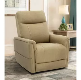 Montclair Jumbo Sand Performance Fabric Power Lift Recliner with Power Lumbar and 3 Zone Heat