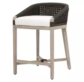 Woven Peyton Pearl Performance Fabric Upholstered Montecito Counter Height Stool