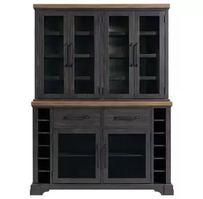Johnshaven Espresso 6 Glass Door Server and Hutch with LED