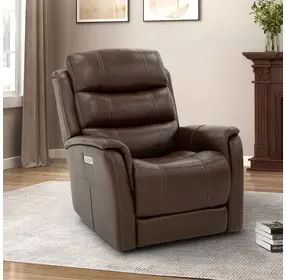 Mooresville Sorrento Coffee Leather Zero Gravity Triple Power Recliner with Power Lumbar and USB Charging