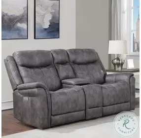 Morrison Stone Power Reclining Console 78" Loveseat with Power Headrest And Footrest