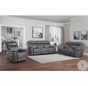 Morrison Stone Power Reclining Console Loveseat with Power Headrest And Footrest