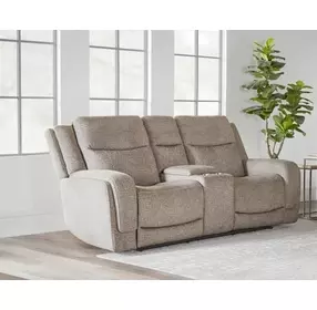 Penfield Frappe Zero Gravity 80" Power Reclining Console Loveseat With Heat And Massage