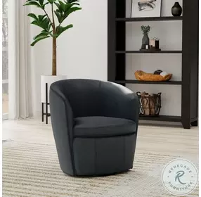 Barolo Vintage Navy Leather Swivel Club Chair