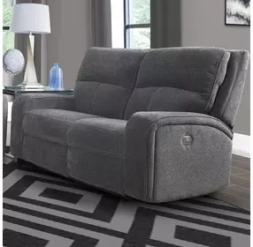 Polaris Bizmark Gray Performance Fabric 63" Power Reclining Loveseat