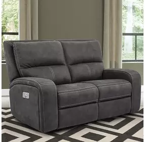 Polaris Slate Performance Fabric 63" Power Reclining Loveseat