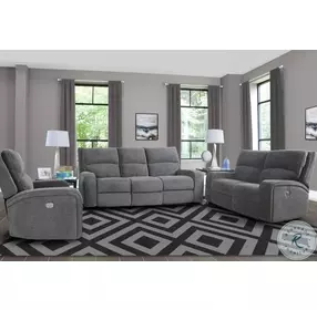 Nova Bizmark Gray Performance Fabric Power Reclining Sofa